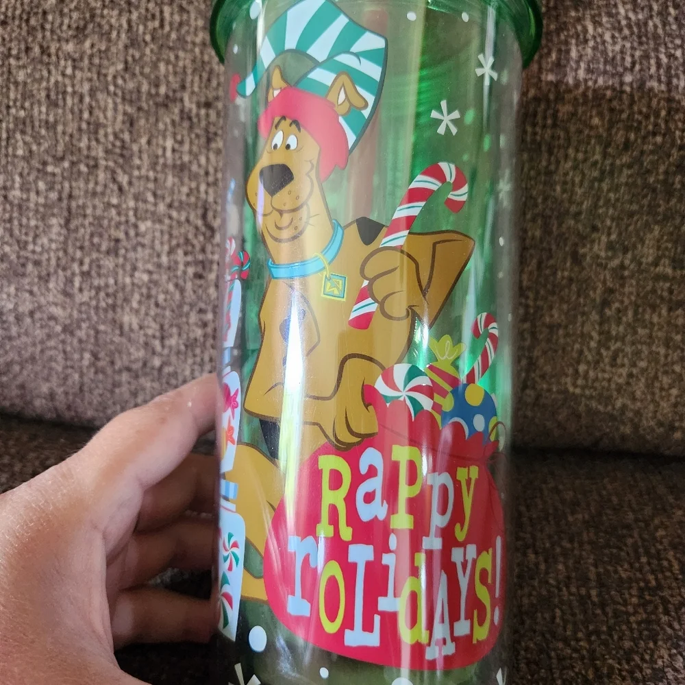 Scooby Doo Christmas Tumbler Cup With Lid And Straw NWOT 20oz Green